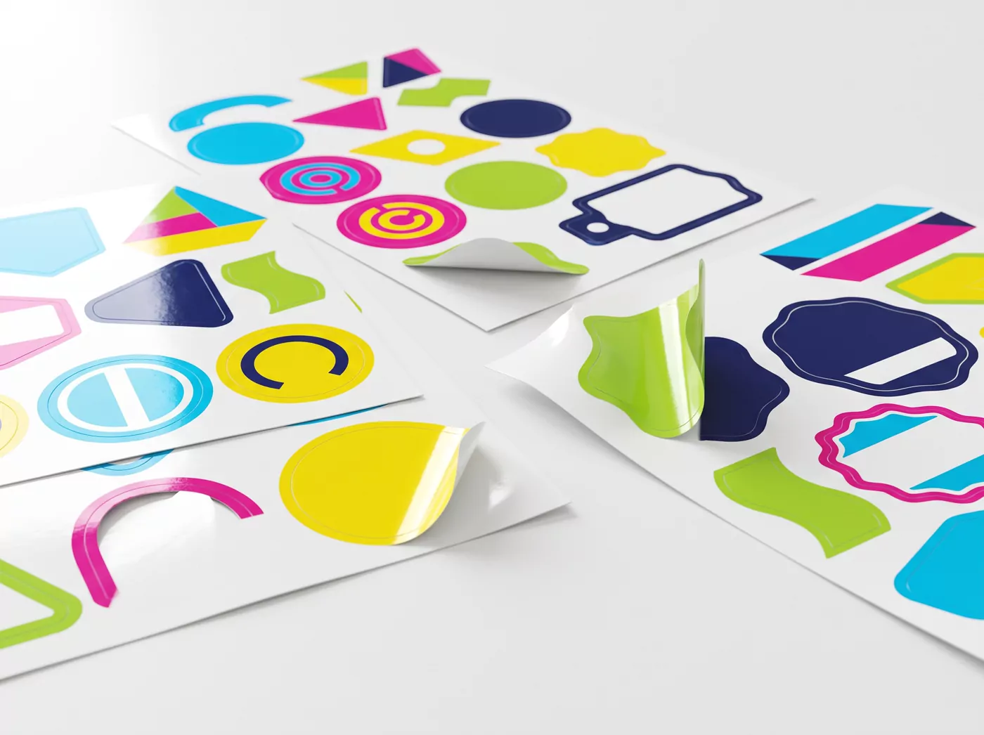 Sheets of die-cut stickers, some peeled from the backing